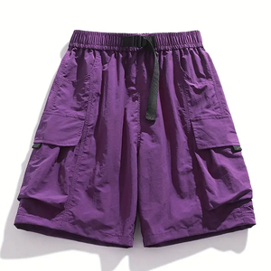 Polyester Hot Shorts Eco-Friendly Breathable Mid Waist Drawstring Closure Front Logo <b>Knee</b> Length Camouflage <b>High</b> Street Style - Product Image 1