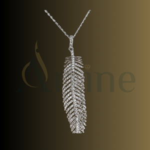 Bijoux personnalisés Pendentif en or massif en forme de feuille avec diamant cultivé en laboratoire pour femmes - Product Image 1
