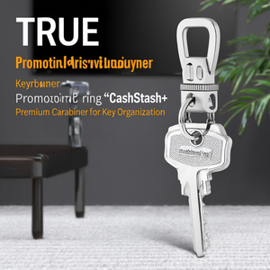 Porte-clés promotionnel TRUE 'CashStash+' avec mousqueton premium pour l'organisation des clés - Product Image 3