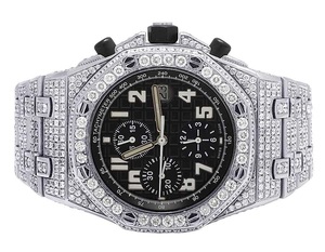 Reloj Cronógrafo Personalizado con Banda de Plata y Esfera con Incrustaciones de Diamantes, Reloj de Pulsera Completamente Cubierto de Diamantes para Raperos de Moda o Negocios - Product Image 1