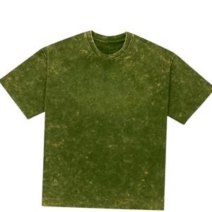 T-shirt personnalisé pour homme, vintage, délavé à l'acide, 100% coton, épais, coupe oversize, manches courtes, uni, vert délavé, style rétro - Product Image 1