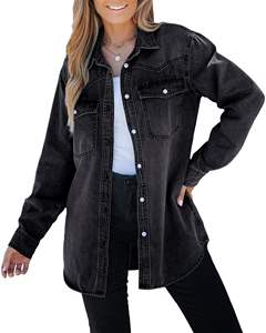Gran oferta, ropa de calle, chaqueta vaquera hecha a medida para mujer, artículos Premium, Chaquetas vaqueras elegantes transpirables a prueba de viento para mujer, servicio OEM - Product Image 4