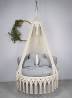 Fauteuil suspendu œuf vintage style Mid-Century Modern en bambou écologique robuste pour jardin, balcon, chambre, patio, cour