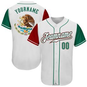 Ropa de equipo personalizada superventas, camiseta de béisbol de dos tonos auténtica mexicana Kelly verde-roja blanca personalizada - Product Image 1