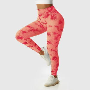 Nuevo personalizado caliente de cintura alta sin costuras Tie Dye Gym Activewear ropa deportiva Fitness entrenamiento pantalones Yoga Leggings desgaste al por mayor - Product Image 4