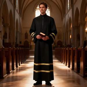 Robes de clergé OEM ODM, robe d'église avec broderie personnalisée, design de logo, haute qualité, respirant - Product Image 4