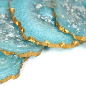 walnut coasters Best Quality Clear <b>Epoxy</b> Resin Designer Cup Coaster Wholesale High Quality Handmade Resin Coaster - Product Image 4