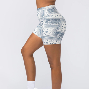 Pantalones cortos de Yoga personalizados sin costuras estampados para mujer tela de alta elasticidad ligero buen proveedor gimnasio deporte Fitness entrenamiento pantalones cortos - Product Image 4