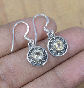 Pendiente de gancho de piedras preciosas facetadas de citrino amarillo hecho a mano de Plata de Ley 925 mes de noviembre ropa de fiesta de piedra natal precio al por mayor - Product Image 2