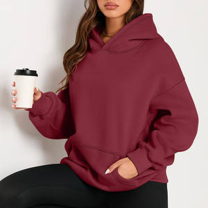 Sweats à capuche pour femmes décontractés brodés à impression personnalisée Sweatshirts 100% coton Streetwear Sweats à capuche d'automne tissés surdimensionnés et écologiques - Product Image 5