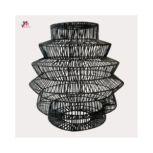 Moderno personalizado redondo ratán sombra decoración del hogar LED colgante candelabros cuerda natural tejido luces de techo hecho en Vietnam - Product Image 1