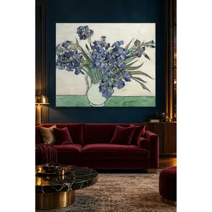 Impression sur toile Fida Van Gogh Iris violets dans un vase blanc - Product Image 2