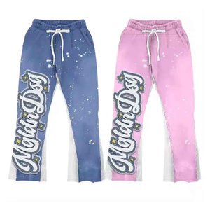 Sweat à capuche court imprimé bouffant ensemble de pantalons de survêtement évasés hommes élégant 100% coton survêtements de qualité supérieure ensemble 2 pièces - Product Image 4