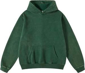 2024 Sanzaf Design Green Acid Stone Wash Hoodie 100% algodón de alta calidad estilo Vintage desgastado para hombres Casual ODM ropa - Product Image 1