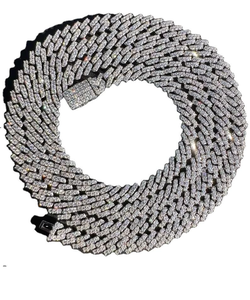 สร้อยคอโซ่ร้อยเชือกฮิปฮอปประดับเพชรสีโรสโกลด์6-20มม. สายโซ่สี VVS D กว้าง - Product Image 2