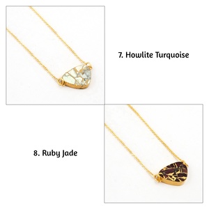 Elegante collar de cadena de eslabones de diseñador, colgante de piedras preciosas de Jade rubí, elegante, galvanizado, hecho a mano, regalo de moda, latón a la moda - Product Image 2