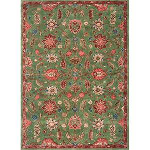 Alfombras Kasbah Verdes de Lana y Viscosa Hechas a Mano, Modelo Top-1501, Diseño Floral Abstracto Rectangular para Sala de Estar, Pasillo y Hogar - Product Image 1