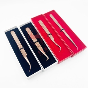 Pince à cils professionnelle en acier inoxydable de couleur plasma or rose pince à épiler Extension personnalisée Logo pince à cils privée - Product Image 4