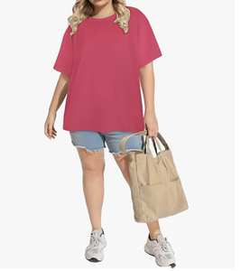 Nouveauté, t-shirt à manches courtes et col rond pour femmes, taille plus, logo personnalisé, fabrication au Bangladesh, vente en gros, t-shirt en coton à col rond - Product Image 6