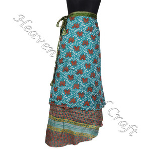 Nuevo Reversible Vintage Silk Magic 38 pulgadas Falda larga envolvente Tubo Reversible Falda envolvente Vintage Sari Vestidos de playa Bohemio Wrap - Product Image 5