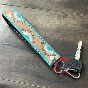 Porte-clés en cuir de vache véritable, design occidental à la mode, fait à la main, bracelet porte-clés, sangles pratiques pour portefeuille, sac à main, pochette, téléphone portable - Product Image 1