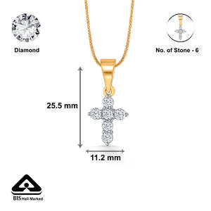 Collier pendentif croix de gardien classique en or et diamants pour femmes - Product Image 5