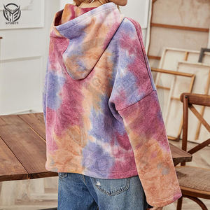Vêtements décontractés d'hiver à capuche, tie-dye, 100% coton molletonné, sweat à capuche personnalisé de haute qualité avec poche pour femmes - Product Image 3