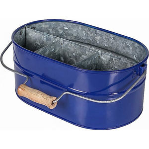 Porte-couverts Plateau en métal Verre avec poignée en cuir Porte-couverts et jardinière de stockage Utiliser Serviette Couverts Caddy de rangement - Product Image 1