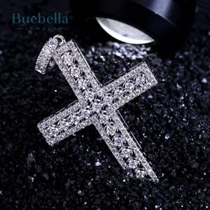 Fashion Men's <b>Cross</b> Moissanite Pendant <b>Necklace</b> 925 <b>Silver</b> & 18K Gold Plated Stylish Iced out Design - Product Image 3