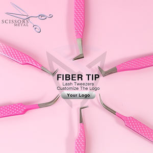 Nouveau gros couleur pêche pince à cils en acier inoxydable pince à épiler extension de logo personnalisé pince à épiler emballage durable - Product Image 2