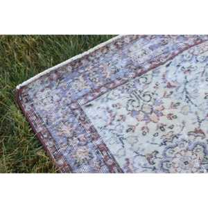 Alfombra Turca Vintage de 3.8x6.9 pies, Alfombra de Lana Azul - Product Image 5