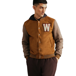 OEM Custom Vintage Letterman Varsity <b>Jacket</b> <b>for</b> Men <b>Women</b> Winter <b>Leather</b> Sleeve Chain Chenille Embroidery Stand <b>Bomber</b> Flight - Product Image 3