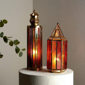 Customized Hot Selling Metal <b>Tea</b> <b>Light</b> Hanging Lanterns Candle Holder Gold with Designer Glass for Ramadan Eid Decorations - Product Image 2