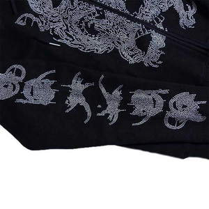 Basics, sweat à capuche en coton mélangé de haute qualité avec strass pull respirant 100% coton strass à capuche - Product Image 4