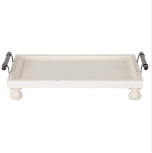 Plateau de service en bois avec poignées Table basse plateau ottoman pour salon plateau de service en bois Extra Large pour nourriture plaqué - Product Image 5