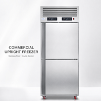 Réfrigérateur-congélateur vertical commercial à double température de 500 L en acier inoxydable avec compresseur Embraco