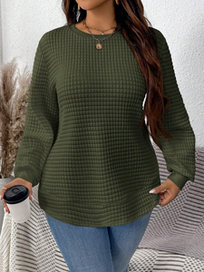 เสื้อสเวตเตอร์แบบสวมหัวของผู้หญิงเสื้อกันหนาวถักวาฟเฟิลวาฟเฟิลสีพื้นสไตล์มุกกำหนดเอง - Product Image 4