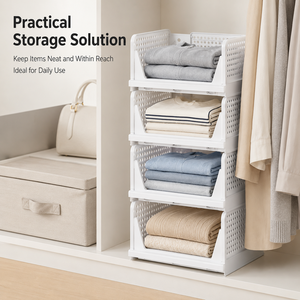 Boîte de rangement empilable pour armoire, organisateur de placard pliable, panier de rangement <span class=keywords><strong>en</strong></span> <span class=keywords><strong>plastique</strong></span> pliable pour vêtements - Product Image 3