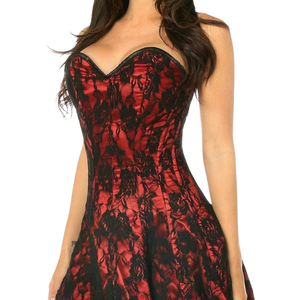 Corset bustier en similicuir pour femme avec panneau en résille et armatures en acier, lingerie sculptante - Product Image 5