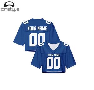 Camisetas de fútbol personalizadas para mujer, sublimación personalizada, transpirable, ligera, diseño de Top corto para la práctica del equipo escolar - Product Image 3