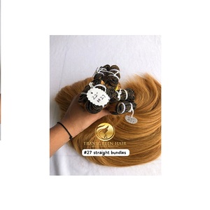 <b>Top</b> Best Quality 22" # 27 Color Straight Wholesale's Bundle's Raw Indian Temple Direct From India Machine Double Weft Human Hair - Product Image 1