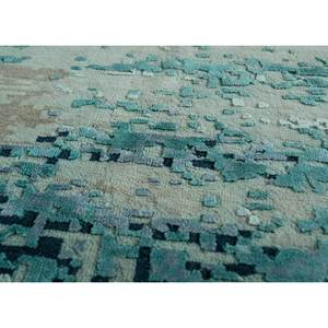 Tapis en laine et soie noué à la main Entropy Blue, design abstrait patchwork, pour salon et chambre d'adolescent, fait main, rectangulaire, Skws-83 - Product Image 3