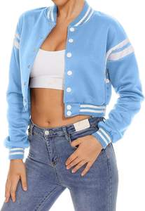 Chaqueta de bombardero Mujer Varsity Casual Button Down Ligero 2025 Otoño Moda Corto - Product Image 2