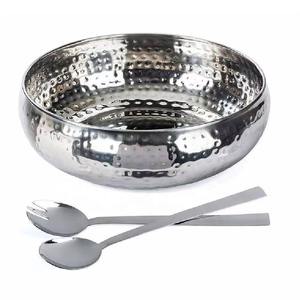 Hot Selling Silver Hammered Aluminium <b>Salad</b> <b>Serving</b> <b>Bowl</b> Minimalist Mixing <b>Bowl</b> Perfect for Housewarmings and Dinner Parties - Product Image 1