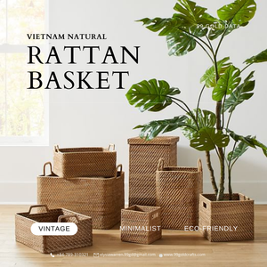 ตะกร้าไม้ไผ่หวายพร้อมฝาปิด เหมาะสําหรับเก็บเสื้อผ้าและของใช้ในโรงแรม สไตล์คลาสสิก/ ตะกร้าผักตบชวา 99GD - Product Image 6