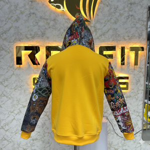 Sweat-shirt à capuche zippé pour homme, imprimé par sublimation, style streetwear, coupe oversize, tricoté en polyester, motif vert automne - Product Image 4