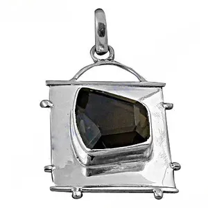Modern Smoky Quartz <b>Pendant</b> for Women 925 Silver with Emerald Cut Gold <b>Amethyst</b> Religious Style Charm <b>Pendants</b> Gift Jewelry - Product Image 1