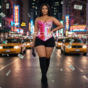 COSH CORSETS Corset bustier sans bretelles à armatures en acier, imprimé motif dollar, style mode, Fournisseur de vêtements de mode - Product Image 3