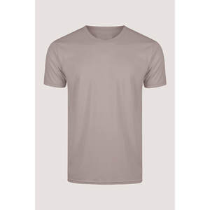T-shirt uni en coton de qualité supérieure marron foncé pour homme T-shirt uni à col rond et demi-manches - Product Image 1