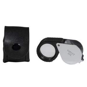 แว่นขยายแบบสองเลนส์ 18 มม. - 10 เท่า สีโครเมียมและสีดำ พร้อมด้ามจับยาง สำหรับงานทำเครื่องประดับ ตรวจสอบทอง เพชร และอัญมณี - Product Image 1